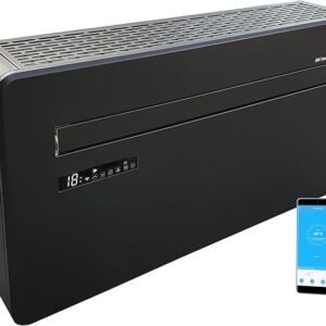 airexchange wall monoblock air conditioning heat pump inverter, 4 in 1 air conditioning without outdoor unit, heating, cooling, dehumidifying, cleaning, 12,000 btu, up to 80 m², r290, black [energy class a]