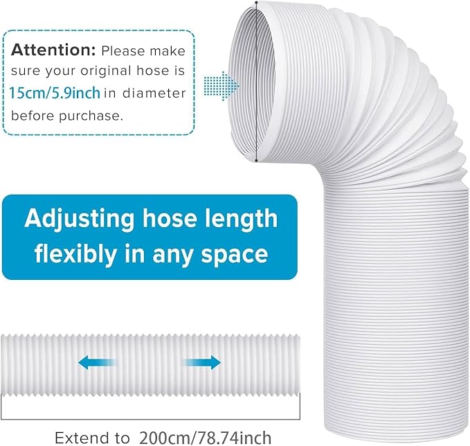 exhaust hose, 150 mm diameter, 2 m length, pvc exhaust hose, air conditioning, retractable air conditioning hose, used for air conditioning, tumble dryer, extractor hood, cooker hood exhaust hose, 150 mm diameter, 2 m length, pvc exhaust hose, air conditioning, retractable air conditioning hose, used for air conditioning, tumble dryer, extractor hood, cooker hood